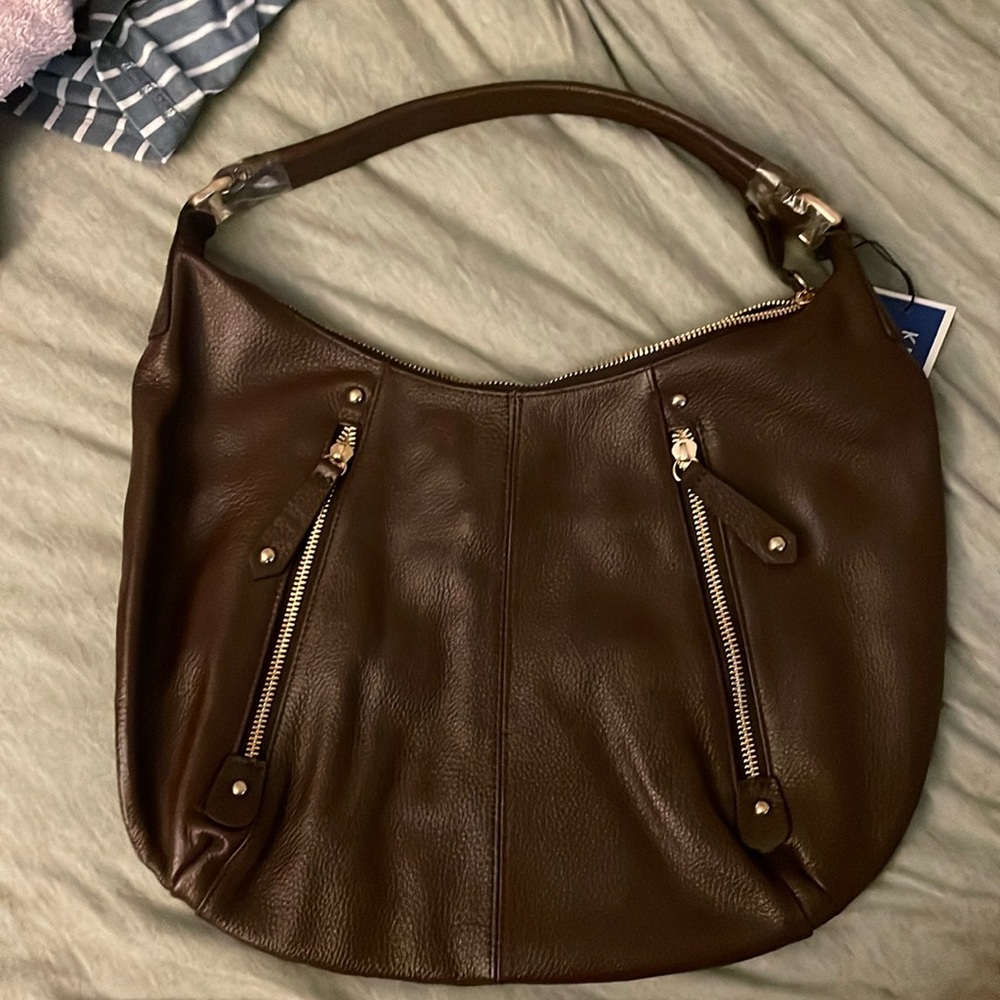 NWT Kristen Bell for Erica Anenberg brown shoulder hobo bag